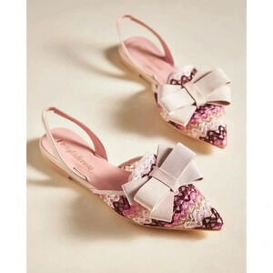 New Anthropologie Pretty Ballerinas Ella Ballet Flats Shoes Brow Crochet 7